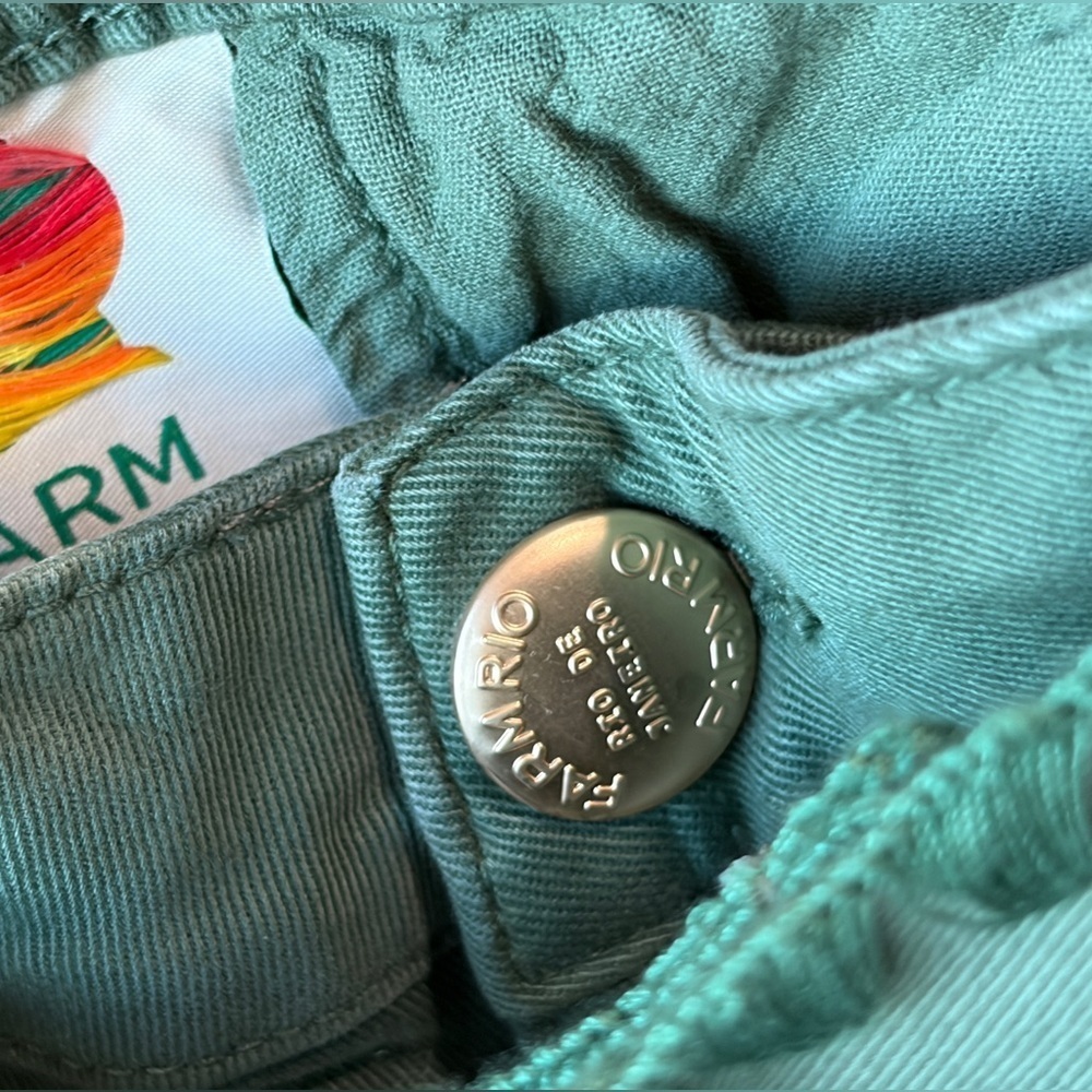 Farm Rio: Green Twill Pleated Wide Pants - Picture 10 of 11